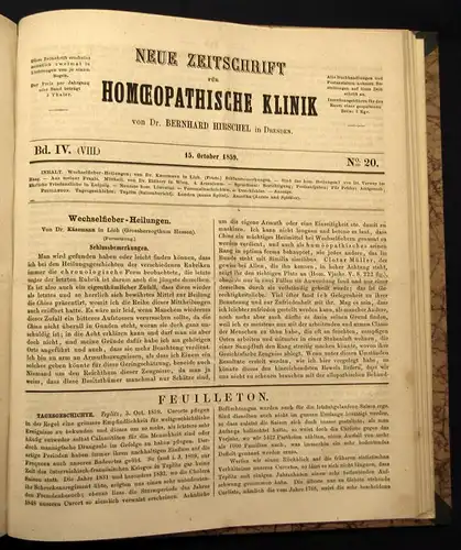 Hirschel Neue Zeitschrift für Homöopatische Klinik 3.Bd. 1858 Heilungen js