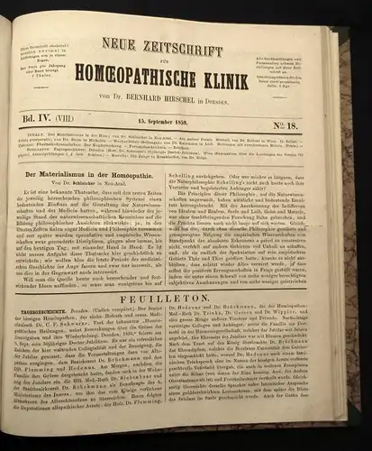 Hirschel Neue Zeitschrift für Homöopatische Klinik 3.Bd. 1858 Heilungen js