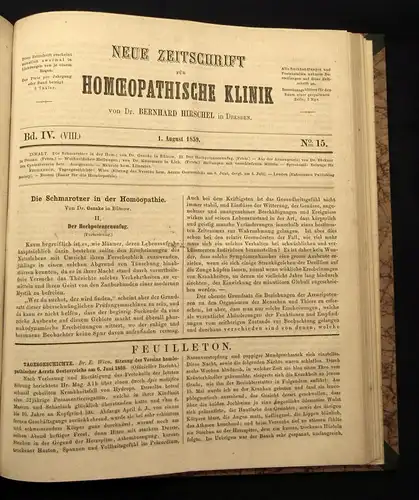 Hirschel Neue Zeitschrift für Homöopatische Klinik 3.Bd. 1858 Heilungen js