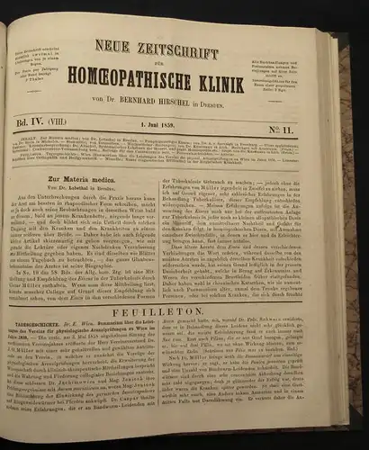 Hirschel Neue Zeitschrift für Homöopatische Klinik 3.Bd. 1858 Heilungen js