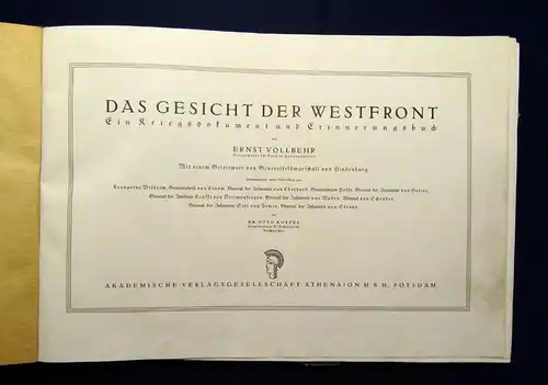 Vollbehr Das Gesicht der Westfront um 1920 Militär Militaria js