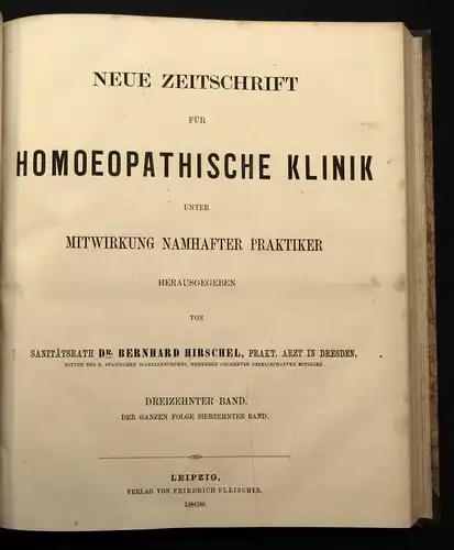 Hirschel Neue Zeitschrift für Homöopatische Klinik 13.Bd. 1867-69 Heilungen js