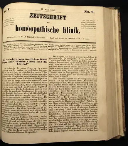 Hirschel Neue Zeitschrift für Homöopatische Klinik 4.Bd. 1855-57 Heilungen js