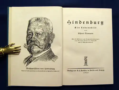 Niemann Hindenburg Ein Lebensbild 1926 55 Bilder und 2 Schlachtenplänen mb