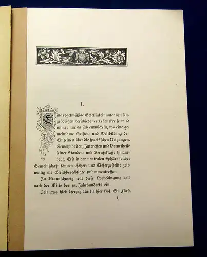 Hänselmann Das 1. Jahrhundert d. Großen Clubs in Braunschweig 1880 Geschichte mb