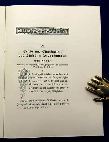 Hänselmann Das 1. Jahrhundert d. Großen Clubs in Braunschweig 1880 Geschichte mb