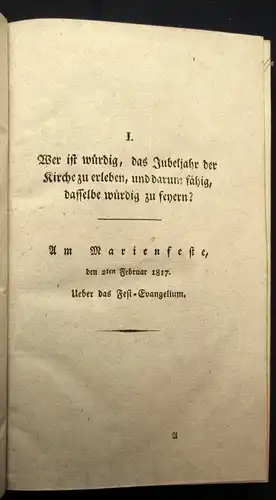 Hanstein Das Jubeljahr der evangelischen Kirche 2 Bde. in 1 Predigten 1817 js