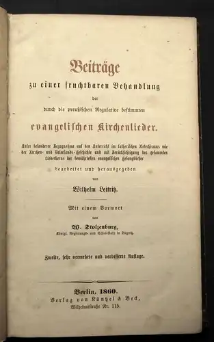 Beiträge zu einer fruchtbaren Behandlung evangelischer Kirchenlieder 1860 js