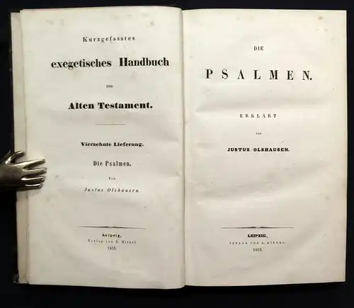 Olshausen Exegetisches Handbuch zum Alten Testament 14. Lief. Die Psalmen 1853 j