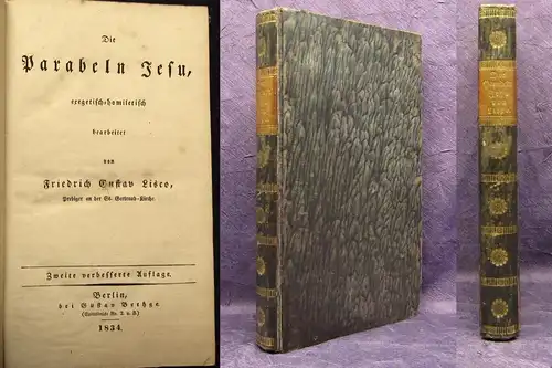 Lisco Die Parabeln Jesu eregtisch- homiletisch 2. Auflage 1834 Christentum js