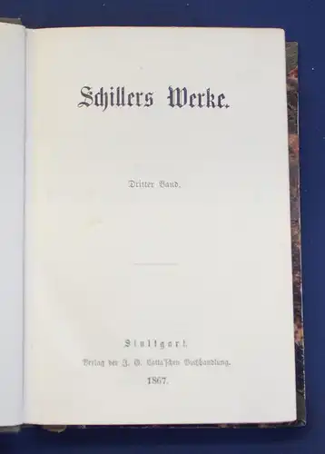 'Schillers Werke 1- 12 in 6 Bänden 1867 Literatur Belletristik Klassiker js
