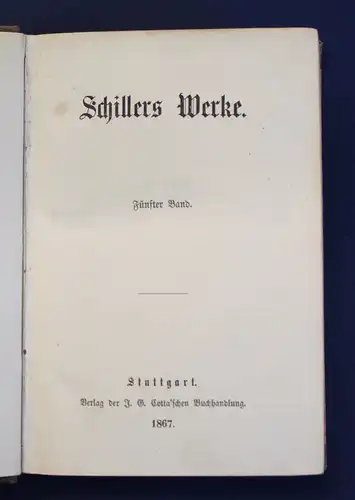 'Schillers Werke 1- 12 in 6 Bänden 1867 Literatur Belletristik Klassiker js