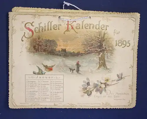Schiller Kalender für 1895 Chromolithographie Farblitghographie Kunst js