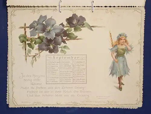 Schiller Kalender für 1895 Chromolithographie Farblitghographie Kunst js