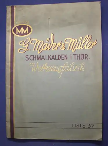 Original Katalog G.Mäder & Müller Schmalkalden Werkzeugfabrik 1936 Technik js