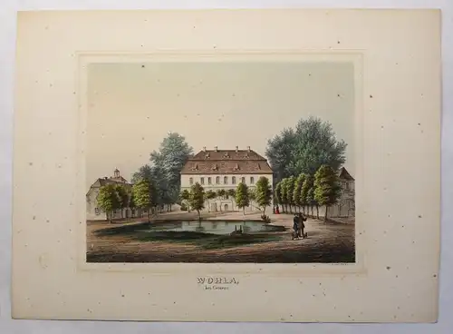 Lithografie Wohla bei Kamenz Sachsen Poenicke Schlösser & Rittergüter um 1855 xz