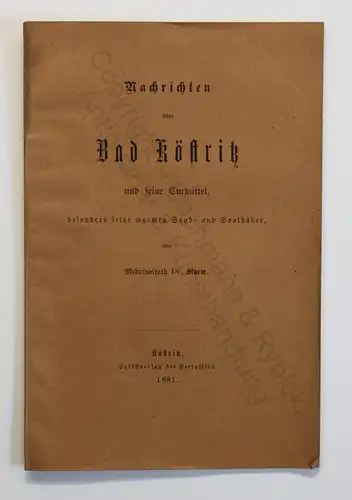 Sturm Nachrichten über Bad Köstritz 1881 Kurort Reuß Elsterthal Greiz Thüringen