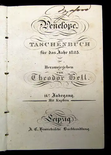 Hell Penelope Taschenbuch für das Jahr 1825 Belletristik Literatur Lyrik mb