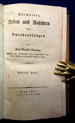 Sonntag Formulare Reden und Ansichten 2 Bde 1802 Selten Gechichte Gesellschaft m