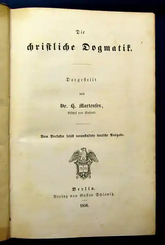 Martensen Die Christliche Dogmatik 1856 Theologie Kirche Religion mb