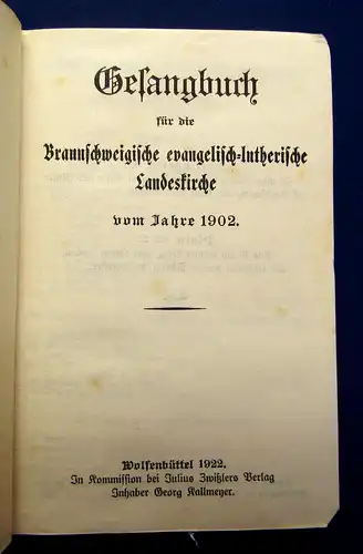 Gesangbuch für die Braunschweigische evang.-luther. Landeskirche 1922 Theologie