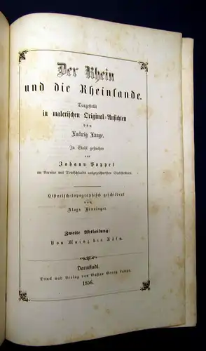 Lange Appell Der Rhein u die Rheinlande in mal. Or-Ansichten 2 Bde 1857/1856 mb