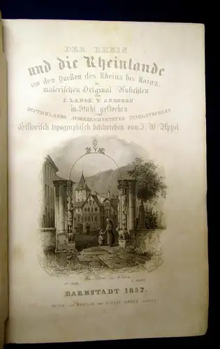 Lange Appell Der Rhein u die Rheinlande in mal. Or-Ansichten 2 Bde 1857/1856 mb
