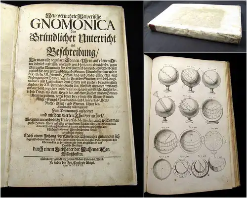 Welper - Gnomonica - Sonnenuhren - Uhrenbuch - 1708 Folio 36 Kupfer rara top am