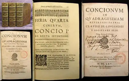 Lingendes,Claude de Concionvm in QV Adragesimam 3 Bde. 1661-65 Predigten js