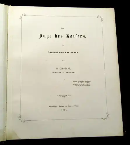 von Wurzbach, Constantin  1854 Der Page des Kaisers-Ein Gedicht von der Treue.am