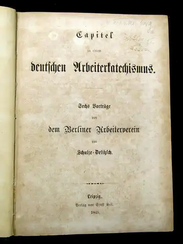 Schulze-Delitzsch Capitel zu einem deutschen Arbeiterkatechismus 1863 mb