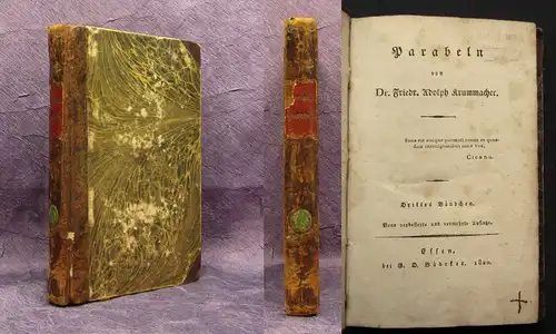 Krummacher Parabeln 3. Bändchen 1820 Belletristik Literatur Prosa js