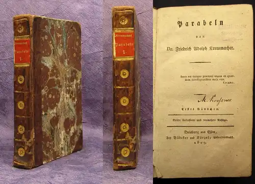 Krummacher Parabeln 1. Bändchen 1809 Belletristik Literatur Prosa js