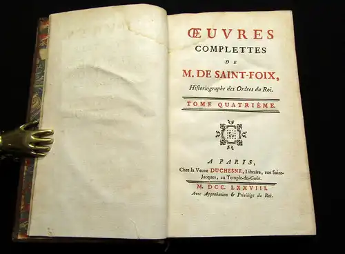 Saint-Foix 1778 Oeuvres Complettes de M. de Saint Foix, ... 6 Bde. am