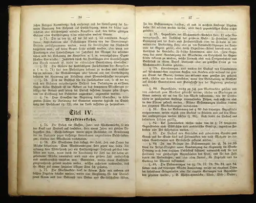 Allgemeine Gewerbe-Ordnungfür die preußischen Staaten 1849 Beamte u. Gewerbe js