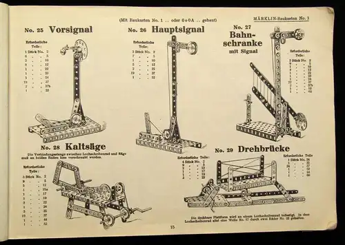 Geb. Märklin Metallbaukasten Anleitungsbuch Nr. 71 mit Vorlagen und Modellen js