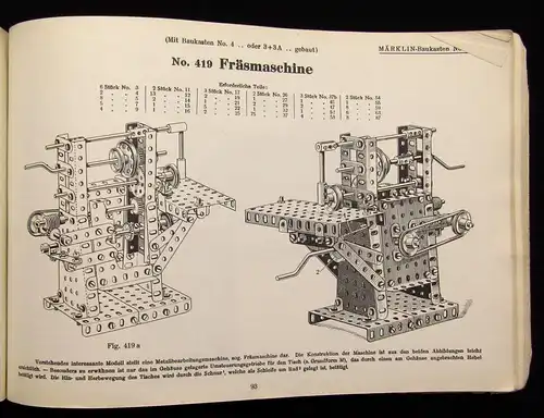 Geb. Märklin Metallbaukasten Anleitungsbuch Nr. 71 mit Vorlagen und Modellen js