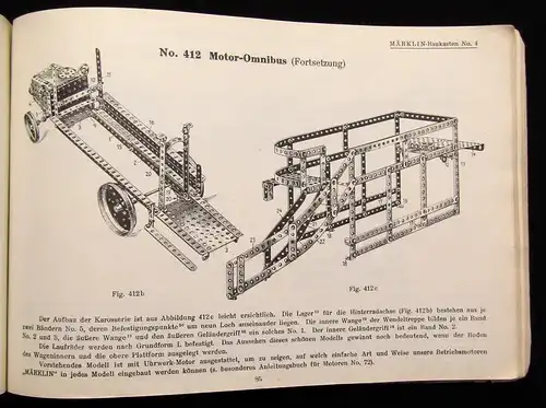 Geb. Märklin Metallbaukasten Anleitungsbuch Nr. 71 mit Vorlagen und Modellen js