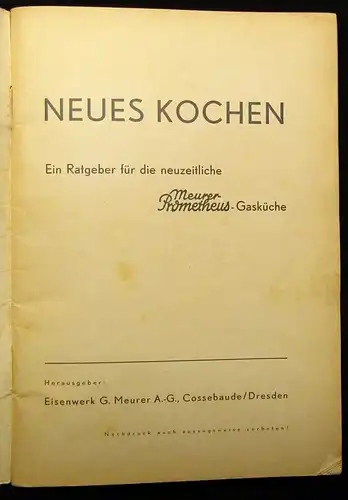 Kuttner, Meuerer, Ruh, Junker 5 Kochbücher Broschuren um 1900 Hobby Genuss js