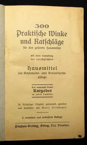 Steinhagen Richter  3 Broschuren Rezeptbücher 1929 Praktische Winke zum kochen j