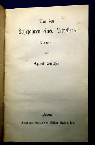 Carlssen Aus den Lehrjahren eines Strebers um 1900 3 in 1 Belletristik mb