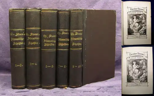 Theodor Storm`s gesammelte Schriften 6 Bände in 3+ 2 Zusatzbände 1872 Lyrik js