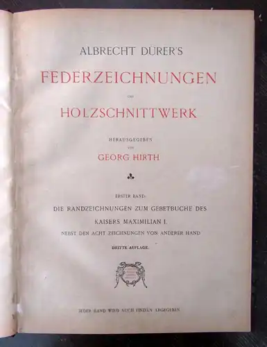 Wirth Albrecht Dürer's Federzeichnung und Holzschnittwerk o.J. 1900 Kunst js