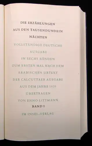 Littmann Die Erzählungen aus den Tausendundein Nächten Bd. 1-7 Insel-Verlag 1961