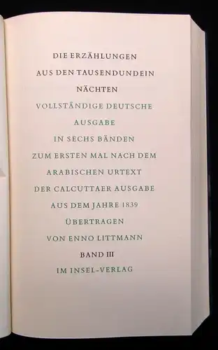 Littmann Die Erzählungen aus den Tausendundein Nächten Bd. 1-7 Insel-Verlag 1961