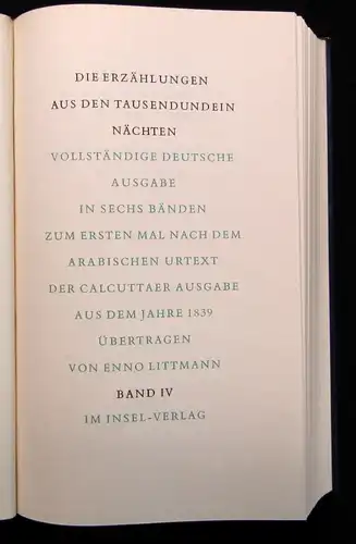 Littmann Die Erzählungen aus den Tausendundein Nächten Bd. 1-7 Insel-Verlag 1961