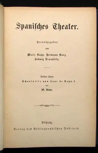Rapp Spanisches Theater Bände 1-7 komplett 1870 Belletristik Lyrik Schauspiel js