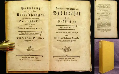 Stroth Diodors von Sicilien Bibliothek der Geschichte 1782 2. Band Sammlungen js