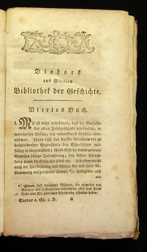 Stroth Diodors von Sicilien Bibliothek der Geschichte 1782 2. Band Sammlungen js