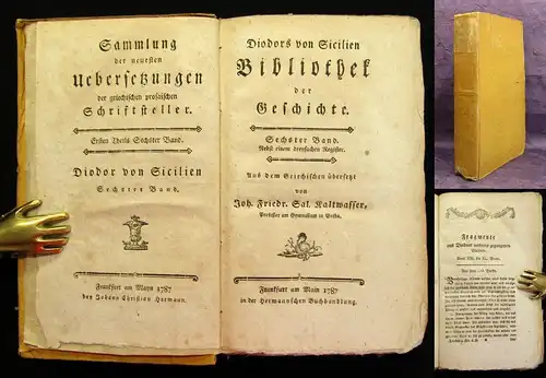 Kaltwasser Diodors von Sicilien Bibliothek der Geschichte 1787 6. Band js